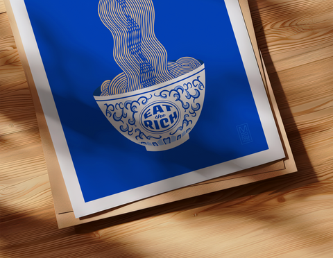 Eat the Rich Mun Shou Longeveity Noodle Print