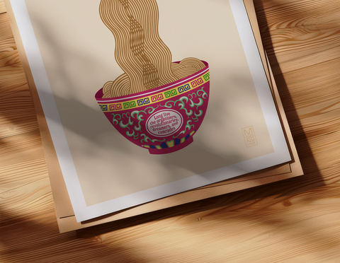 Long Live the Revolutionaries Mun Shou Longeveity Noodle Print