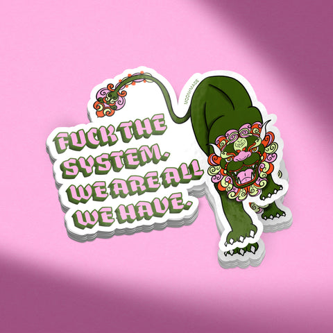 Fuck the System Fu Lion Vinyl Sticker