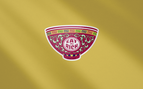Eat the Rich Mun Shou Porcelain Bowl Vinyl Sticker