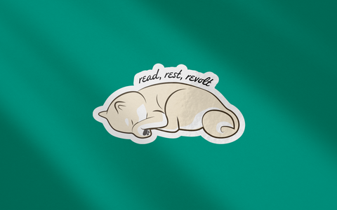 Read Rest Revolt Shiba Sticker
