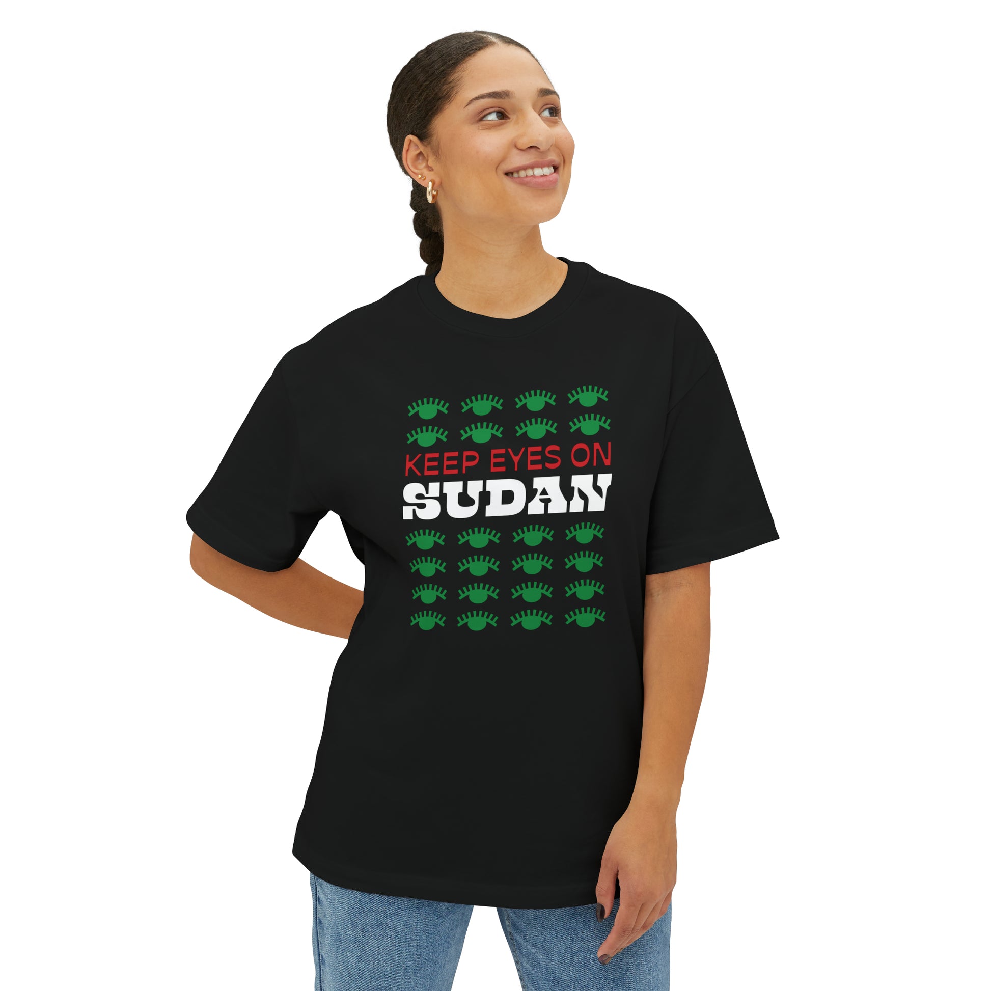 Keep Eyes on Sudan Unisex Oversized Boxy Tee - moonymade