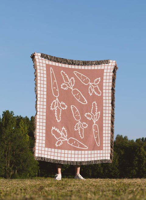 Hey Carrots Woven Blankets - moonymade