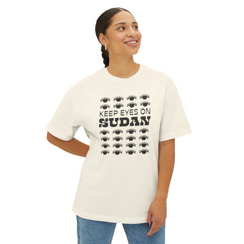 Keep Eyes on Sudan Unisex Oversized Boxy Tee - moonymade