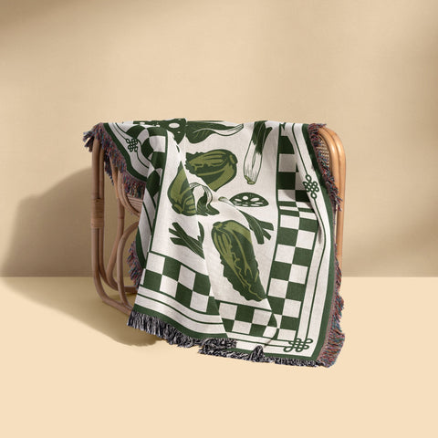 Lotus Eat Our Greens Woven Blanket - moonymade