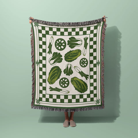 Lotus Eat Our Greens Woven Blanket - moonymade