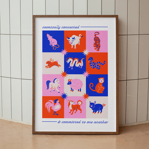 Cosmically Connected Chinese Zodiac Print