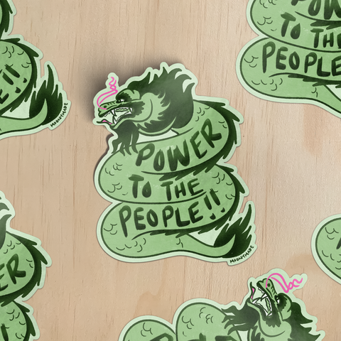 Power to the People Dragon Vinyl Sticker