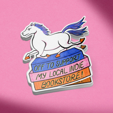 Support Your Local Indie Bookstore Horse Vinyl Sticker