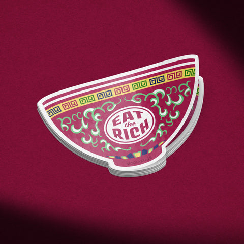 Eat the Rich Mun Shou Porcelain Bowl Vinyl Sticker