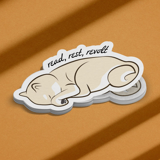 Read Rest Revolt Shiba Sticker