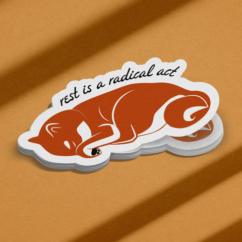 Rest is a Radical Act Shiba Sticker - moonymade