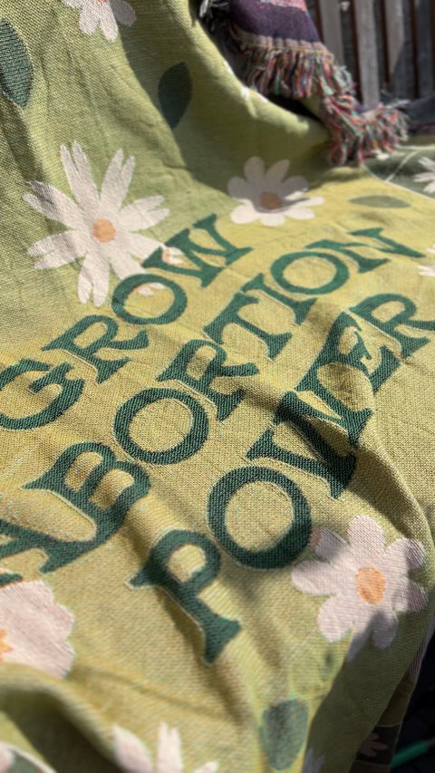 Grow Abortion Power Green Woven Blanket